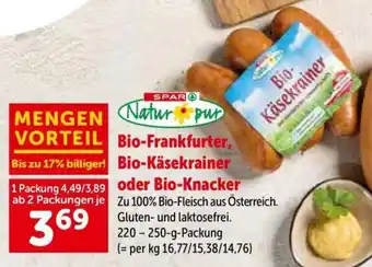 Interspar Bio-Frankfurter, Bio- Käsekrainer oder Bio-Knacker Angebot