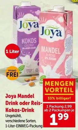 Interspar Joya Mandel Drink oder Reis- Kokos-Drink Angebot