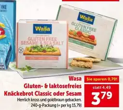 Interspar Wasa Gluten- & laktosefreies Knäckebrot Classic oder Sesam Angebot