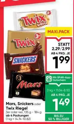 Maximarkt Mars, Snickers oder Twix Riegel Angebot
