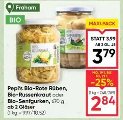 Maximarkt Pepi’s Bio-Rote Rüben, Bio-Russenkraut oder Bio-Senfgurken Angebot