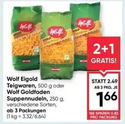 Maximarkt Wolf Eigold Teigwaren oder Wolf Goldfaden Suppennudeln Angebot