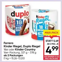 Maximarkt Ferrero Kinder Riegel, Duplo Riegel Angebot