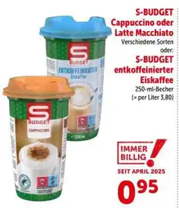 Interspar S-BUDGET Cappuccino oder Latte Macchiato Angebot