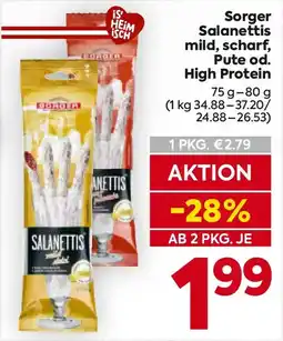 Billa Salanettis mild, scharf, Pute od. High Protein BILLA Angebot