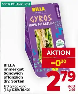Billa Sandwich pflanzlich Angebot