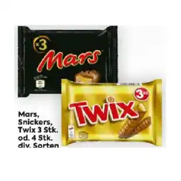Billa Snickers od. Twix 3er od. 4er div. Sorten BILLA Angebot