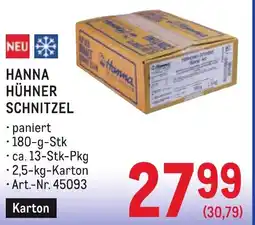 Metro Hanna hühner schnitzel Angebot