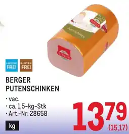 Metro Berger putenschinken Angebot