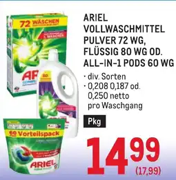 Metro Ariel vollwaschmittel pulver Angebot
