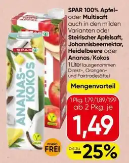 Spar SPAR 100% Apfel- oder Multisaft Angebot
