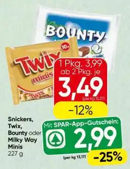 Spar Snickers, Twix, Bounty oder Milky Way Minis Angebot