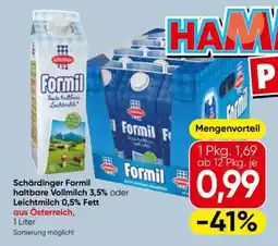 Eurospar Schärdinger Formil haltbare Vollmilch 3,5% oder Leichtmilch 0,5% Fett Angebot