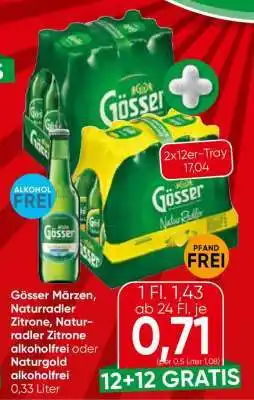 Eurospar Gösser Märzen, Naturradler Zitrone, Naturradler Zitrone alkoholfrei oder Naturgold alkoholfrei Angebot