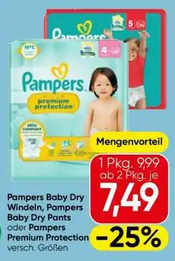Eurospar Pampers Baby Dry Windeln, Pampers Baby Dry Pants oder Pampers Premium Protection Angebot