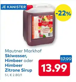 T&G Mautner Markhof Skiwasser, Himbeer oder Himbeer Zitrone Sirup T&G Angebot