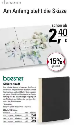 boesner Skizzenheft Angebot