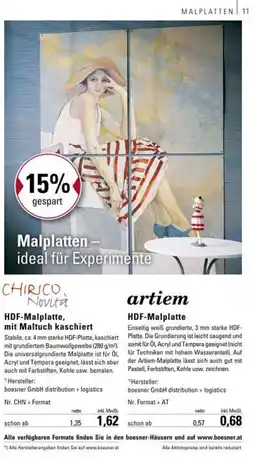boesner Hdf malplatte mit maltuch kaschiert Angebot