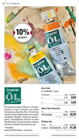 boesner Ol water Angebot