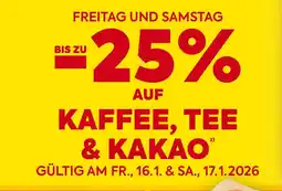 Billa Freitag und samstag 25% kaffee, tee & kakao Angebot