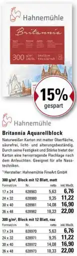 boesner Britannia Aquarellblock Angebot