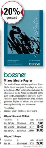 boesner Mixed Media-Papier Angebot