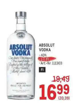 Metro Absolut Vodka Angebot