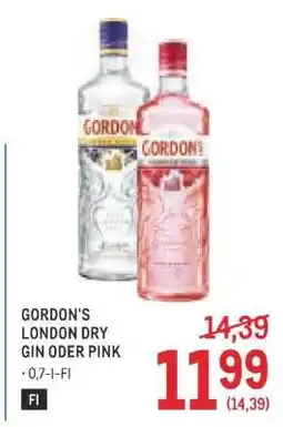 Metro GORDON'S LONDON DRY GIN ODER PINK Angebot