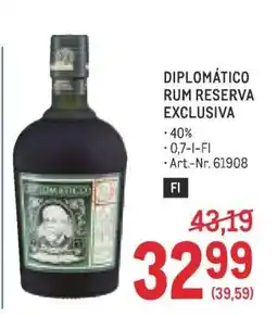 Metro Diplomático Rum Reserva Exclusiva Angebot