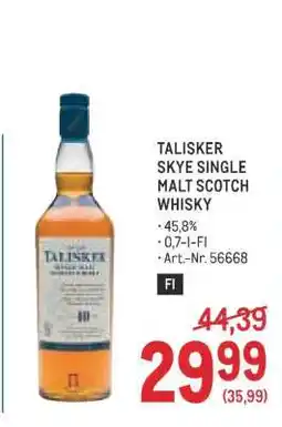 Metro Talisker Skye Single Malt Scotch Whisky Angebot