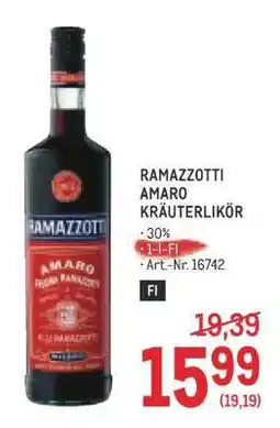 Metro Ramazzotti Amaro Kräuterlikör Angebot