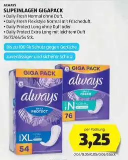 Hofer ALWAYS SLIPEINLAGEN GIGAPACK Angebot