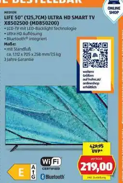 Hofer LIFE 50 (125,7CM) ULTRA HD SMART TV X8502500 (MD850200) Angebot