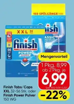 Eurospar Finish Tabs/Caps XXL 32-56 Stk. oder Finish Power Pulver 150 WG Angebot