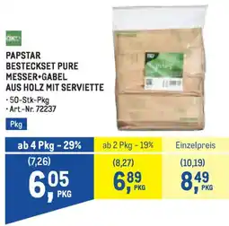 Metro Papstar besteckset pure messer+gabel aus holz mit serviette Angebot