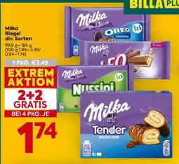 Billa Milka Riegel div. Sorten Angebot