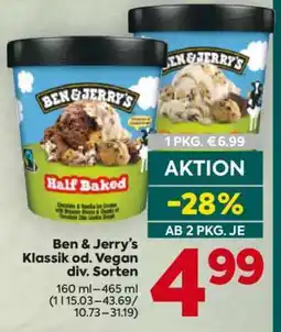 Billa Ben & Jerry's Klassik od. vegan div. Sorten Angebot