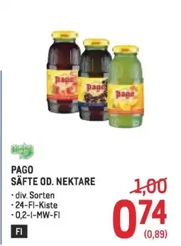 Metro PAGO SÄFTE OD. NEKTARE Angebot