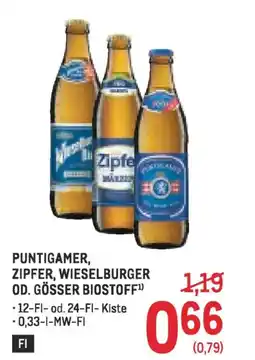 Metro PUNTIGAMER, ZIPFER, WIESELBURGER OD. GÖSSER BIOSTOFF Angebot