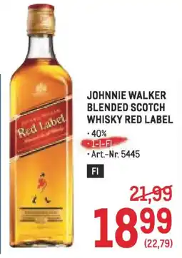 Metro JOHNNIE WALKER BLENDED SCOTCH WHISKY RED LABEL Angebot