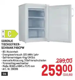 Metro Gorenje tischgefrierschrank f49cpw Angebot