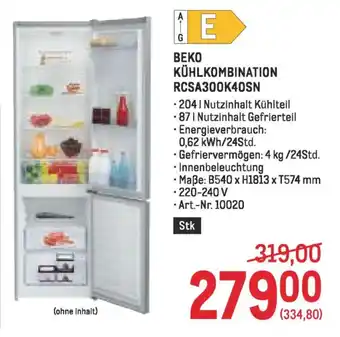 Metro Beko kühlkombination rcsa300k40sn Angebot