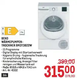 Metro Beko wärmepumpen-trockner bm3t3822w Angebot