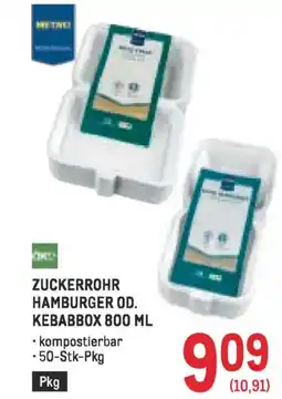 Metro Zuckerrohr hamburger od. kebabbox Angebot