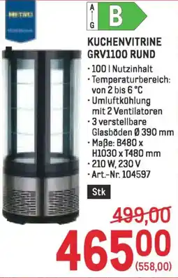 Metro Kuchenvitrine GRV1100 RUND Angebot