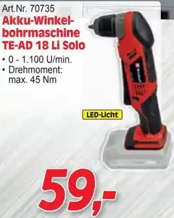 Zgonc Akku-Winkel- bohrmaschine TE-AD 18 Li Solo Angebot