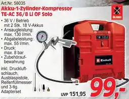 Zgonc Akku-1-Zylinder-Kompressor TE-AC 36/8 LI OF Solo Angebot