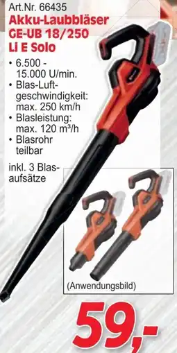 Zgonc Akku-Laubbläser GE-UB 18/250 Li E Solo Angebot