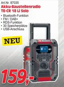 Zgonc Akku-Baustellenradio TE-CR 18 Li Solo Angebot