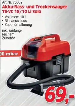 Zgonc Akku-Nass- und Trockensauger TE-VC 18/10 Li Solo Angebot
